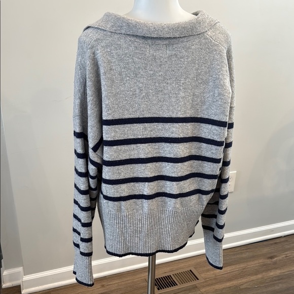 Thread & Supply Gray and Black V-Neck Wool Blend Sweater - Picture 6 of 8